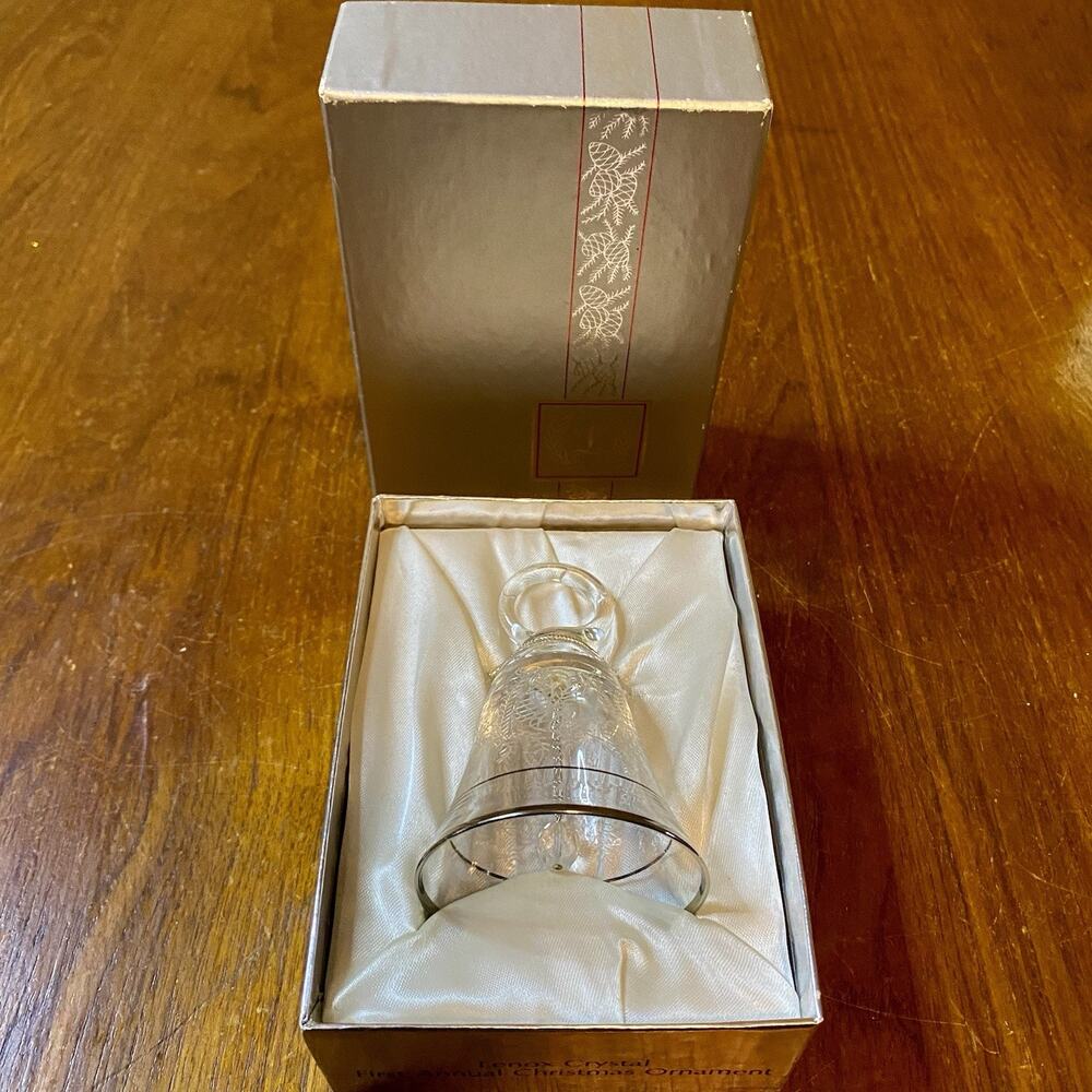 Vintage Christmas Ornament 1983 Lenox Crystal Glass Etched Bell First Annual NOS
